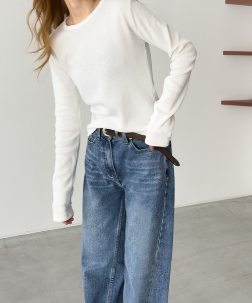 CANAL JEAN(キャナルジーン)の「El mar クルーネックリブロンT(Tシャツ/カットソー・レディース・ライラック/ライトイエロー/ホワイト/ネイビー/イエロー/ヘザーグレー/パープル・ONE SIZE)」の8枚目の写真