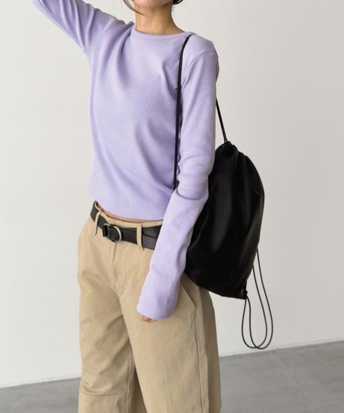 CANAL JEAN(キャナルジーン)の「El mar クルーネックリブロンT(Tシャツ/カットソー・レディース・ライラック/ライトイエロー/ホワイト/ネイビー/イエロー/ヘザーグレー/パープル・ONE SIZE)」の13枚目の写真