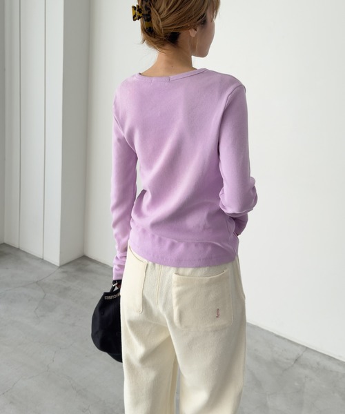 CANAL JEAN(キャナルジーン)の「El mar クルーネックリブロンT(Tシャツ/カットソー・レディース・ライラック/ライトイエロー/ホワイト/ネイビー/イエロー/ヘザーグレー/パープル・ONE SIZE)」の15枚目の写真