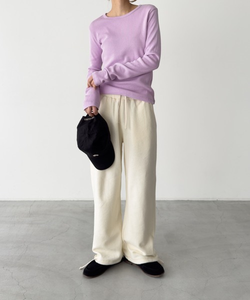 CANAL JEAN(キャナルジーン)の「El mar クルーネックリブロンT(Tシャツ/カットソー・レディース・ライラック/ライトイエロー/ホワイト/ネイビー/イエロー/ヘザーグレー/パープル・ONE SIZE)」の16枚目の写真