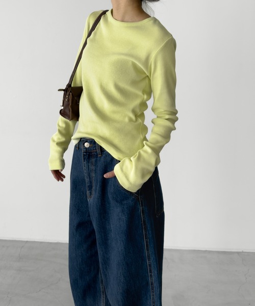 CANAL JEAN(キャナルジーン)の「El mar クルーネックリブロンT(Tシャツ/カットソー・レディース・ライラック/ライトイエロー/ホワイト/ネイビー/イエロー/ヘザーグレー/パープル・ONE SIZE)」の19枚目の写真