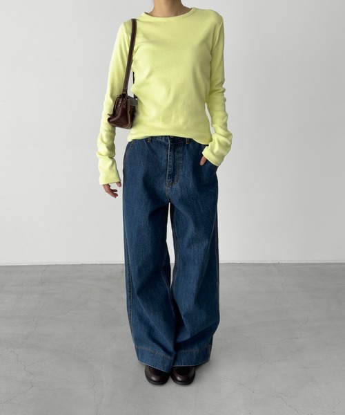 CANAL JEAN(キャナルジーン)の「El mar クルーネックリブロンT(Tシャツ/カットソー・レディース・ライラック/ライトイエロー/ホワイト/ネイビー/イエロー/ヘザーグレー/パープル・ONE SIZE)」の20枚目の写真