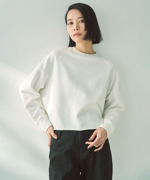セール】【ストレッチ/UVケア】クロップドスウェット（Tシャツ