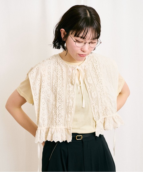 fig Ｌondon（フィグロンドン）の「_Carol vest（ベスト・レディース・アイボリー/ブラック・FREE）」の4枚目の写真