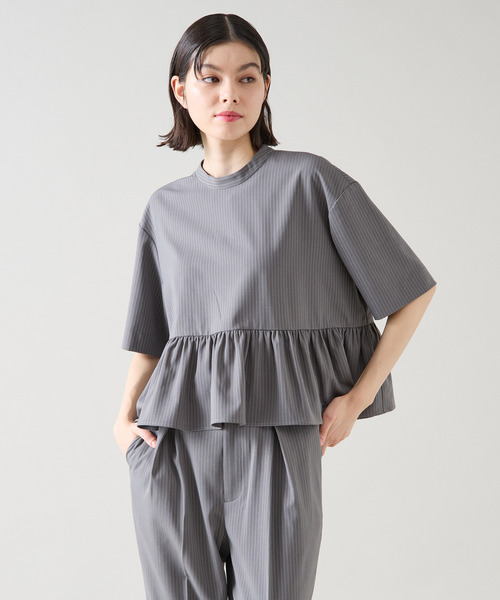 Tiara(ティアラ)の「ショートペプラムブラウス(セットアップ可)(シャツ/ブラウス・レディース・グレー/ブラック/ホワイト/ピンク・FREE)」の6枚目の写真