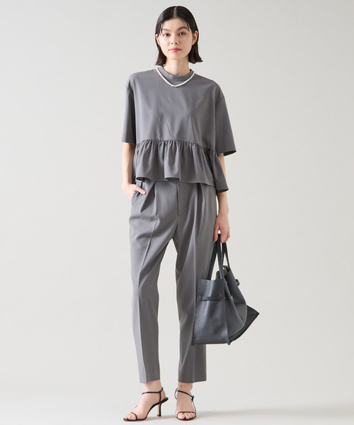 Tiara(ティアラ)の「ショートペプラムブラウス(セットアップ可)(シャツ/ブラウス・レディース・グレー/ブラック/ホワイト/ピンク・FREE)」の7枚目の写真