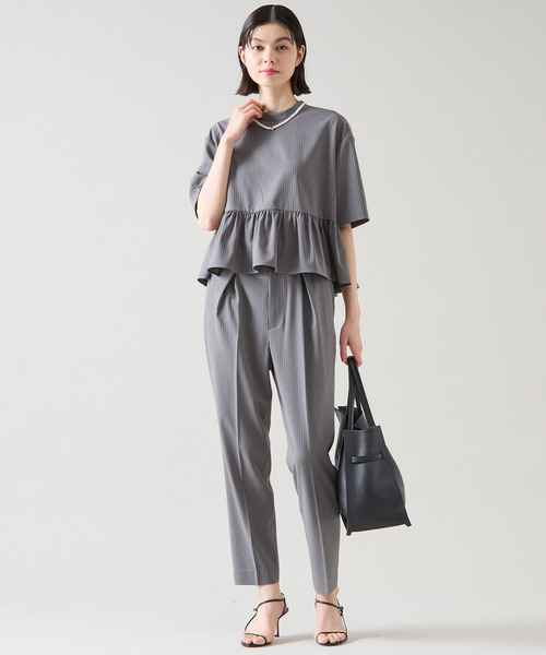 Tiara(ティアラ)の「ショートペプラムブラウス(セットアップ可)(シャツ/ブラウス・レディース・グレー/ブラック/ホワイト/ピンク・FREE)」の8枚目の写真