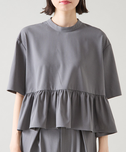 Tiara(ティアラ)の「ショートペプラムブラウス(セットアップ可)(シャツ/ブラウス・レディース・グレー/ブラック/ホワイト/ピンク・FREE)」の12枚目の写真