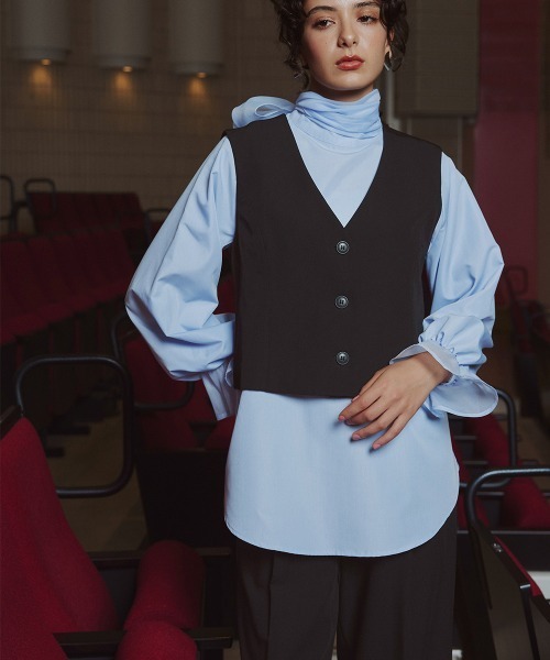 Callarus（カラルス）の「デザインショートジャケットパンツセットアップスーツ（ジャケット＋ジレ＋パンツ）〔Callarus〕（スーツセット・レディース・ブラック/モカ・M/3L/LL/L/S）」の17枚目の写真