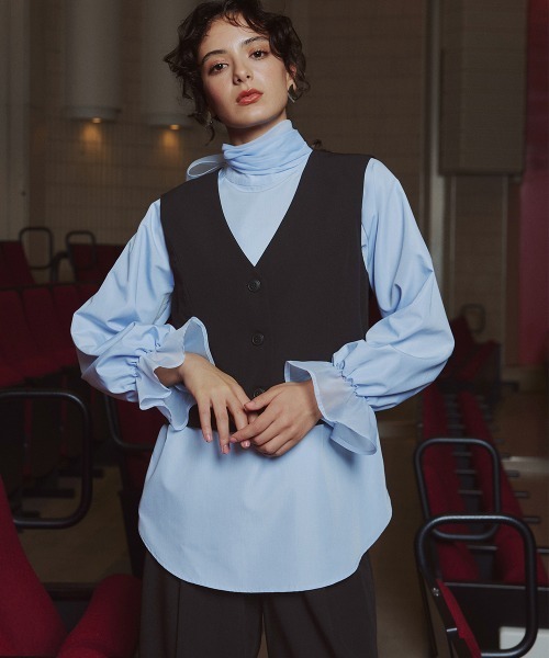 Callarus（カラルス）の「デザインショートジャケットパンツセットアップスーツ（ジャケット＋ジレ＋パンツ）〔Callarus〕（スーツセット・レディース・ブラック/モカ・M/3L/LL/L/S）」の18枚目の写真