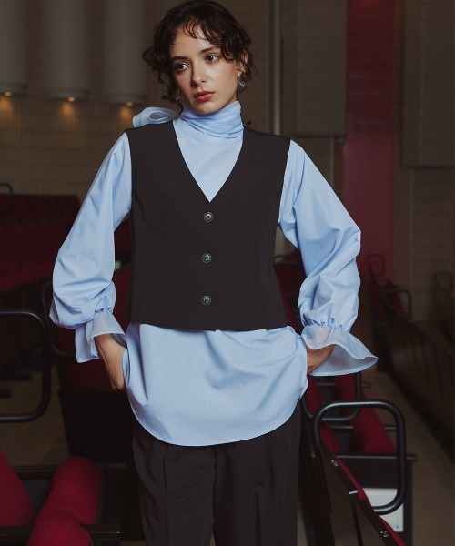 Callarus（カラルス）の「デザインショートジャケットパンツセットアップスーツ（ジャケット＋ジレ＋パンツ）〔Callarus〕（スーツセット・レディース・ブラック/モカ・M/3L/LL/L/S）」の19枚目の写真