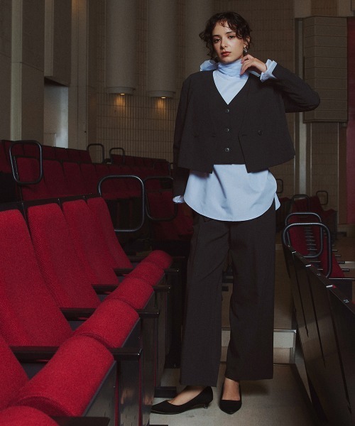 Callarus（カラルス）の「デザインショートジャケットパンツセットアップスーツ（ジャケット＋ジレ＋パンツ）〔Callarus〕（スーツセット・レディース・ブラック/モカ・M/3L/LL/L/S）」の21枚目の写真