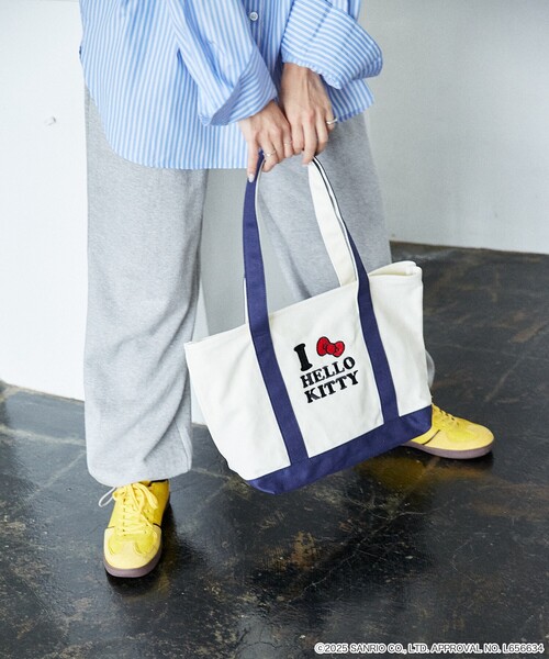 PUBLUX（パブリュクス）の「PUBLUX/パブリュクス ”HELLO KITTY/ハローキティ”刺繍 トートバッグ　限定展開（トートバッグ・レディース・ネイビー/ブルー・ONE SIZE）」の4枚目の写真