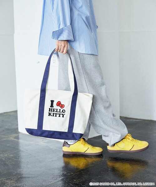 PUBLUX（パブリュクス）の「PUBLUX/パブリュクス ”HELLO KITTY/ハローキティ”刺繍 トートバッグ　限定展開（トートバッグ・レディース・ネイビー/ブルー・ONE SIZE）」の5枚目の写真