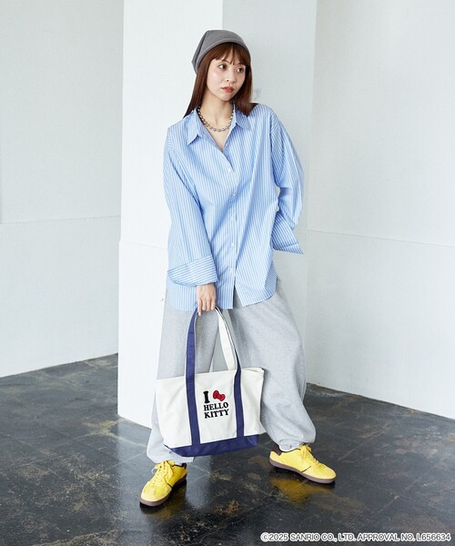 PUBLUX（パブリュクス）の「PUBLUX/パブリュクス ”HELLO KITTY/ハローキティ”刺繍 トートバッグ　限定展開（トートバッグ・レディース・ネイビー/ブルー・ONE SIZE）」の6枚目の写真