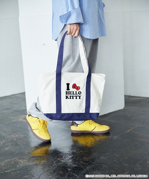 PUBLUX（パブリュクス）の「PUBLUX/パブリュクス ”HELLO KITTY/ハローキティ”刺繍 トートバッグ　限定展開（トートバッグ・レディース・ネイビー/ブルー・ONE SIZE）」の7枚目の写真