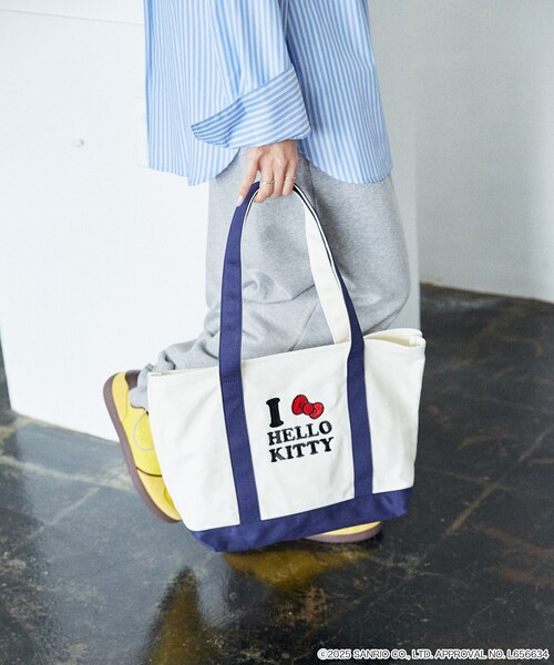 PUBLUX（パブリュクス）の「PUBLUX/パブリュクス ”HELLO KITTY/ハローキティ”刺繍 トートバッグ　限定展開（トートバッグ・レディース・ネイビー/ブルー・ONE SIZE）」の8枚目の写真