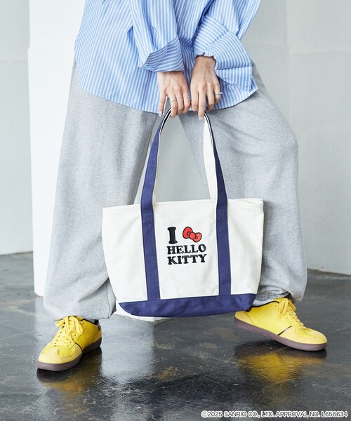 PUBLUX（パブリュクス）の「PUBLUX/パブリュクス ”HELLO KITTY/ハローキティ”刺繍 トートバッグ　限定展開（トートバッグ・レディース・ネイビー/ブルー・ONE SIZE）」の9枚目の写真