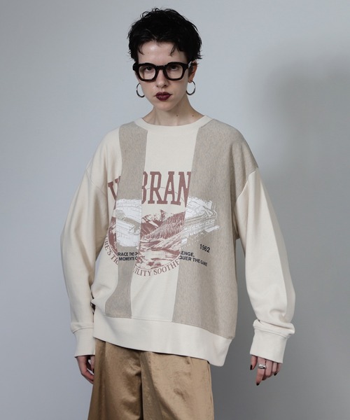 ROSE BUD(ローズバッド)の「VINTAGE LOGO REMAKE LIKE TOPS(Tシャツ/カットソー・レディース・ブラック/ベージュ/グレー・ONE SIZE)」の3枚目の写真