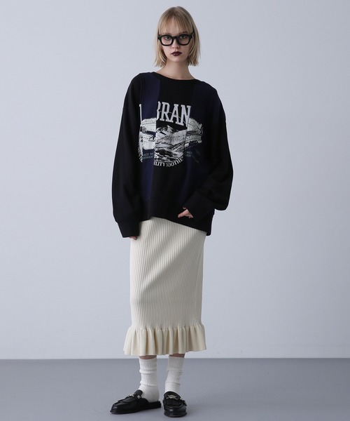 ROSE BUD(ローズバッド)の「VINTAGE LOGO REMAKE LIKE TOPS(Tシャツ/カットソー・レディース・ブラック/ベージュ/グレー・ONE SIZE)」の7枚目の写真