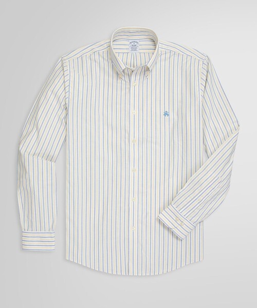 BROOKS BROTHERS(ブルックスブラザーズ)の「ストレッチオックスフォード GFロゴ ストライプ カジュアルシャツ Regular Fit(シャツ/ブラウス・メンズ・イエロー/ピンク/グリーン・LARGE/MEDIUM/SMALL/X-LARGE/X-SMALL)」の2枚目の写真