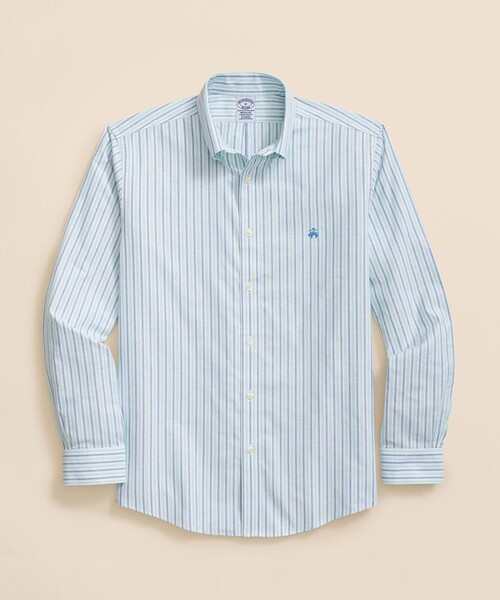 BROOKS BROTHERS(ブルックスブラザーズ)の「ストレッチオックスフォード GFロゴ ストライプ カジュアルシャツ Regular Fit(シャツ/ブラウス・メンズ・イエロー/ピンク/グリーン・LARGE/MEDIUM/SMALL/X-LARGE/X-SMALL)」の1枚目の写真