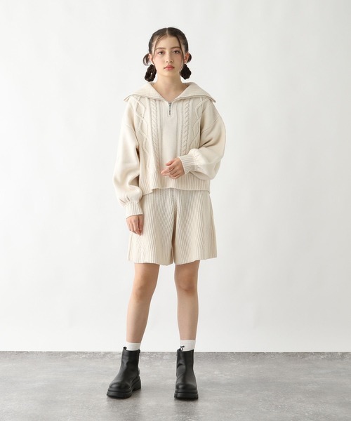 GLOBAL WORK（グローバルワーク）の「ケーブルニットセットアップ/292226（ワンピース・キッズ・杢グレー/アイボリー・150cm/130cm/160cm/140cm）」の16枚目の写真