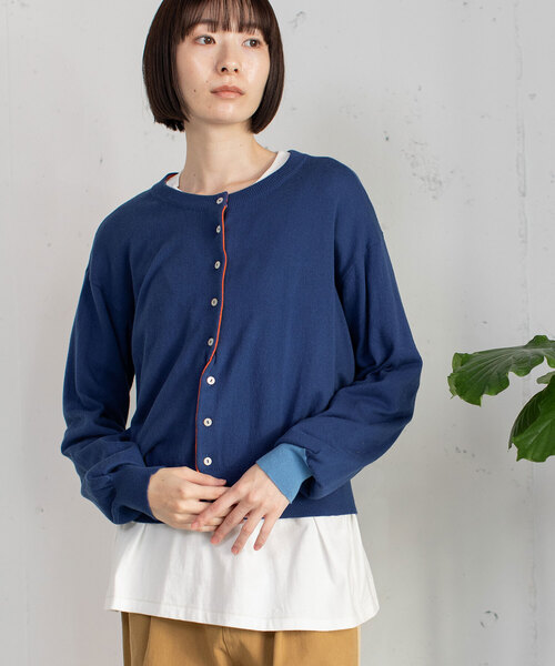 POU DOU DOU(プードゥドゥ)の「変形前立てクルーネックニットカーディガン(カーディガン/ボレロ・レディース・ブラック/グリーン/オレンジ/グレー/ブルー・M)」の7枚目の写真