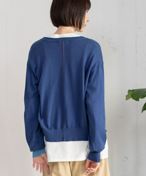 POU DOU DOU(プードゥドゥ)の「変形前立てクルーネックニットカーディガン(カーディガン/ボレロ・レディース・ブラック/グリーン/オレンジ/グレー/ブルー・M)」の8枚目の写真