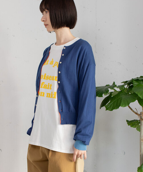 POU DOU DOU(プードゥドゥ)の「変形前立てクルーネックニットカーディガン(カーディガン/ボレロ・レディース・ブラック/グリーン/オレンジ/グレー/ブルー・M)」の11枚目の写真