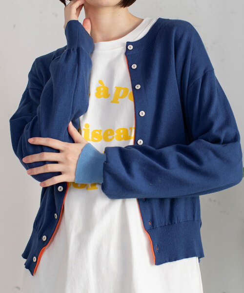 POU DOU DOU(プードゥドゥ)の「変形前立てクルーネックニットカーディガン(カーディガン/ボレロ・レディース・ブラック/グリーン/オレンジ/グレー/ブルー・M)」の12枚目の写真