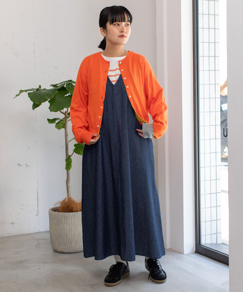 POU DOU DOU(プードゥドゥ)の「変形前立てクルーネックニットカーディガン(カーディガン/ボレロ・レディース・ブラック/グリーン/オレンジ/グレー/ブルー・M)」の17枚目の写真