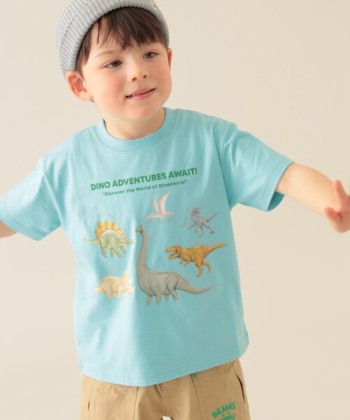 BEAMS mini（ビームスミニ）の「ダイナソー Tシャツ 2025SS（90～150cm）（Tシャツ/カットソー・キッズ・グリーン/ホワイト系その他5/サックスブルー・90/150/100/110/120/130/140）」の3枚目の写真