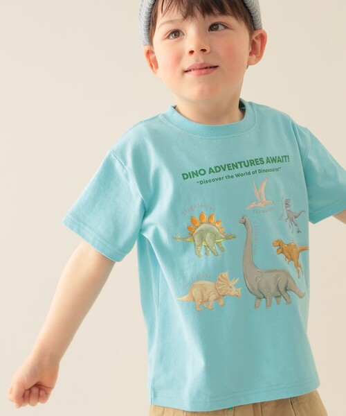 BEAMS mini（ビームスミニ）の「ダイナソー Tシャツ 2025SS（90～150cm）（Tシャツ/カットソー・キッズ・グリーン/ホワイト系その他5/サックスブルー・90/150/100/110/120/130/140）」の9枚目の写真