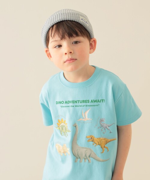 BEAMS mini（ビームスミニ）の「ダイナソー Tシャツ 2025SS（90～150cm）（Tシャツ/カットソー・キッズ・グリーン/ホワイト系その他5/サックスブルー・90/150/100/110/120/130/140）」の10枚目の写真