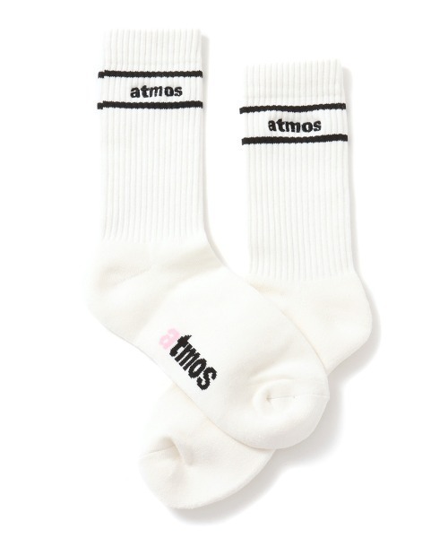 atmos pink（アトモスピンク）の「atmos pink Classic Embroidery Logo Line Socks / アトモス ピンク クラシック エンブロイダリー ロゴ ライン ソックス（ソックス/靴下・レディース・ホワイト/ブラック・23-25）」の4枚目の写真