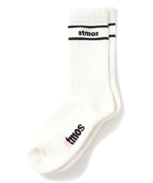 atmos pink（アトモスピンク）の「atmos pink Classic Embroidery Logo Line Socks / アトモス ピンク クラシック エンブロイダリー ロゴ ライン ソックス（ソックス/靴下・レディース・ホワイト/ブラック・23-25）」の5枚目の写真