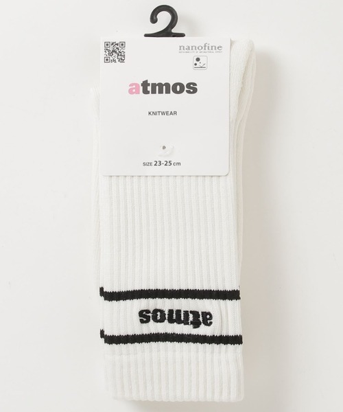 atmos pink（アトモスピンク）の「atmos pink Classic Embroidery Logo Line Socks / アトモス ピンク クラシック エンブロイダリー ロゴ ライン ソックス（ソックス/靴下・レディース・ホワイト/ブラック・23-25）」の3枚目の写真