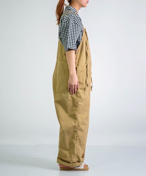 D.M.G.（ドミンゴ）の「[ D.M.G / ディーエムジー ] 綿麻ウェザー ストラップサロペットパンツ（サロペット/オーバーオール・レディース・ブラック/ベージュ・FREE）」の9枚目の写真