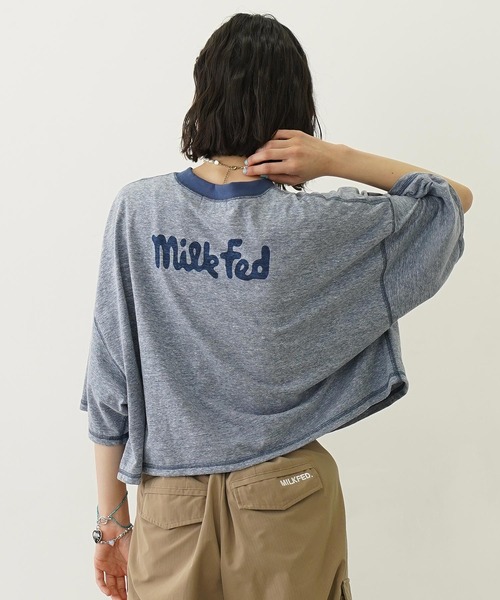 MILKFED.(ミルクフェド)の「COLOR STITCH WIDE S/S TOP(Tシャツ/カットソー・レディース・グリーン/ピンク/ネイビー・ONE SIZE)」の3枚目の写真