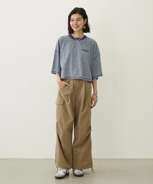 MILKFED.(ミルクフェド)の「COLOR STITCH WIDE S/S TOP(Tシャツ/カットソー・レディース・グリーン/ピンク/ネイビー・ONE SIZE)」の6枚目の写真
