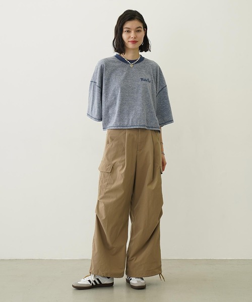 MILKFED.(ミルクフェド)の「COLOR STITCH WIDE S/S TOP(Tシャツ/カットソー・レディース・グリーン/ピンク/ネイビー・ONE SIZE)」の8枚目の写真