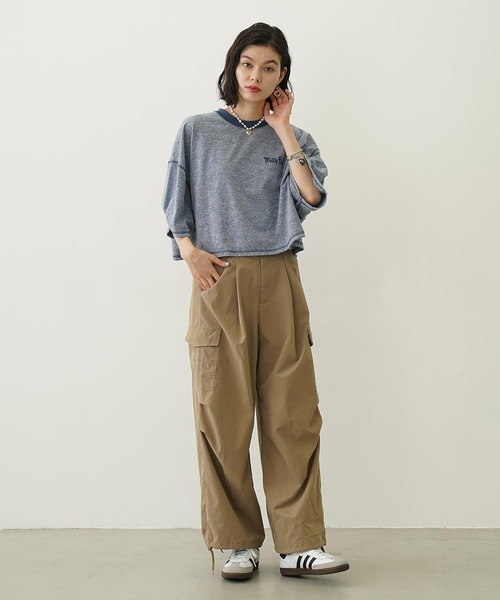 MILKFED.(ミルクフェド)の「COLOR STITCH WIDE S/S TOP(Tシャツ/カットソー・レディース・グリーン/ピンク/ネイビー・ONE SIZE)」の9枚目の写真