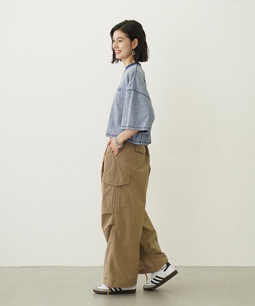MILKFED.(ミルクフェド)の「COLOR STITCH WIDE S/S TOP(Tシャツ/カットソー・レディース・グリーン/ピンク/ネイビー・ONE SIZE)」の10枚目の写真