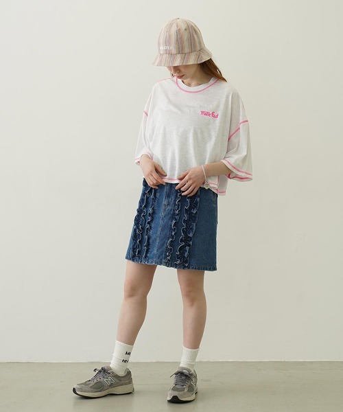 MILKFED.(ミルクフェド)の「COLOR STITCH WIDE S/S TOP(Tシャツ/カットソー・レディース・グリーン/ピンク/ネイビー・ONE SIZE)」の17枚目の写真