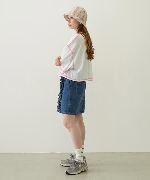 MILKFED.(ミルクフェド)の「COLOR STITCH WIDE S/S TOP(Tシャツ/カットソー・レディース・グリーン/ピンク/ネイビー・ONE SIZE)」の18枚目の写真