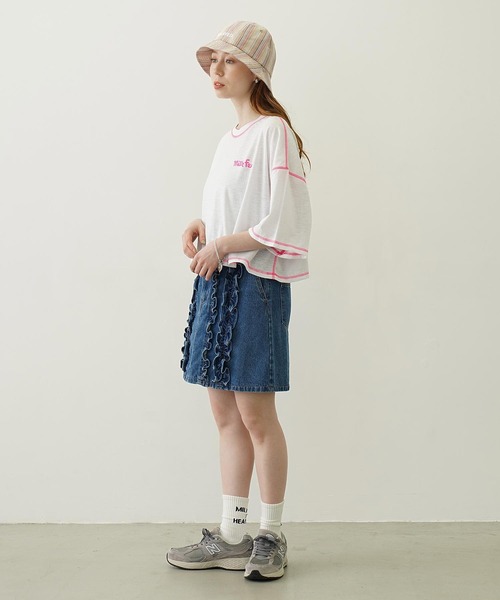 MILKFED.(ミルクフェド)の「COLOR STITCH WIDE S/S TOP(Tシャツ/カットソー・レディース・グリーン/ピンク/ネイビー・ONE SIZE)」の21枚目の写真
