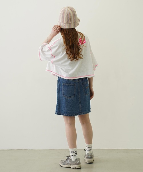 MILKFED.(ミルクフェド)の「COLOR STITCH WIDE S/S TOP(Tシャツ/カットソー・レディース・グリーン/ピンク/ネイビー・ONE SIZE)」の22枚目の写真