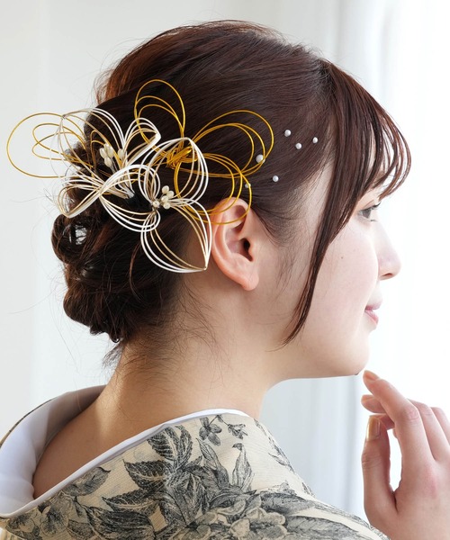 【りたん様】専用　オーダー髪飾り 髪飾り ヘアアクセサリー 胡蝶蘭 鞠 水引 チュール 4点セット