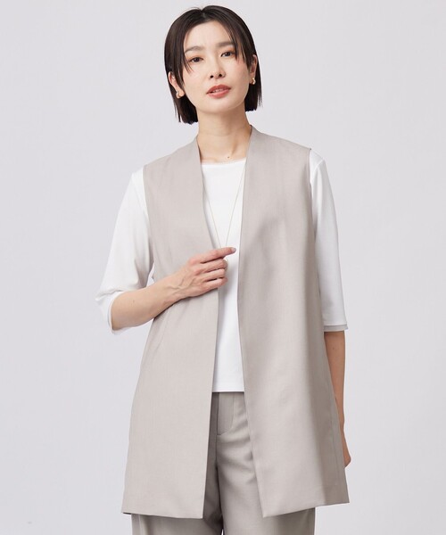 J.PRESS(ジェイプレス)の「【セットアップ対応・洗える・UV加工・吸水速乾】OXIJEWELストレッチ ジレ(その他アウター・レディース・ネイビー系/シルバー系/ライトグレー系/ベージュ系・F)」の2枚目の写真